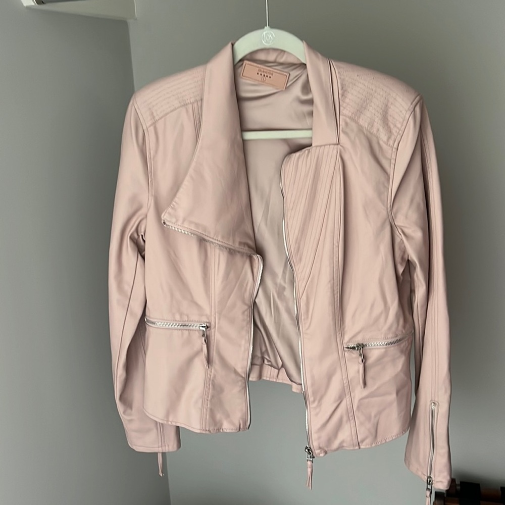 Blush Pink BLANKNYC Vegan Leather Moto Jacket